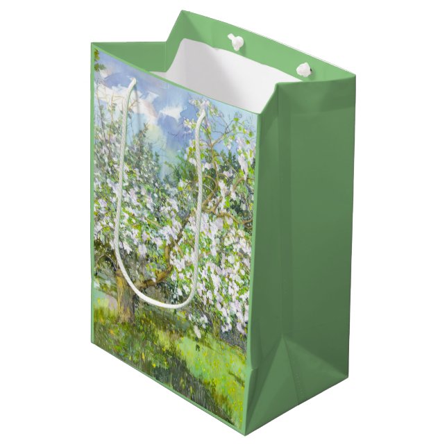 Blossoming garden  painting  watercolor medium gift bag (Front Angled)