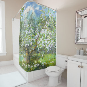 Blossoming garden  painting  watercolor  shower curtain