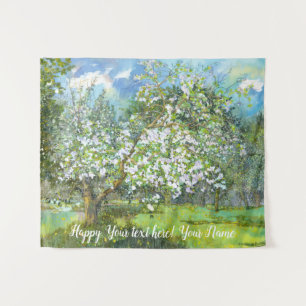 Blossoming garden  painting  watercolor  tapestry