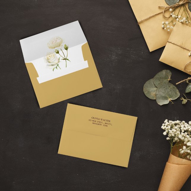 Blossoming Love with White Rose Bridal Shower Envelope (Creator Uploaded)