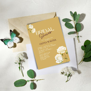 Blossoming Love with White Rose Bridal Shower Invitation