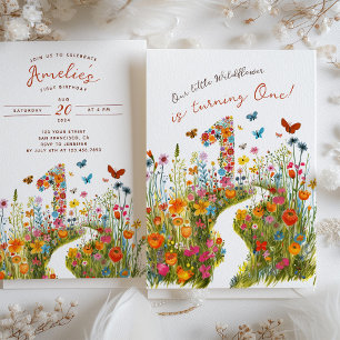 Blossoming One: Floral First Birthday Invitation
