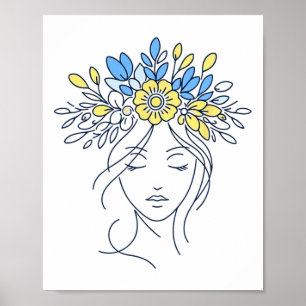 Blossoming Peace Female Profile Ukraine Poster