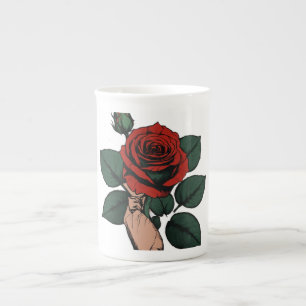 Blossoming Potential - Rosebud Sketch Bone China  Mug