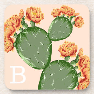 Blossoming Prickly Pear Cactus Coaster