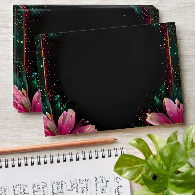 Blossoming Romance: A Full Floral Wedding Theme Envelope (Stacked)