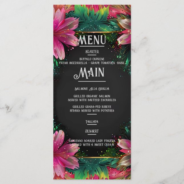 Blossoming Romance: A Full Floral Wedding Theme Menu (Front)