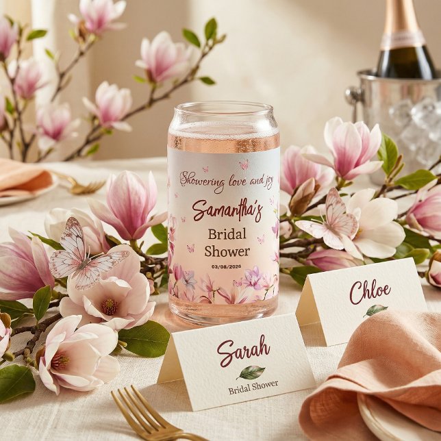 Blossoming Romance - Bridal Shower Can Glass (Creator Uploaded)