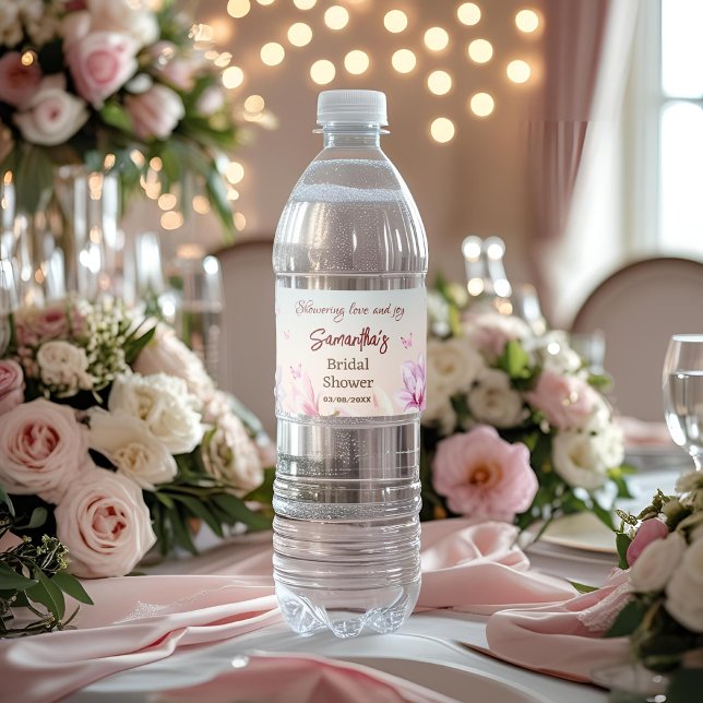 Blossoming Romance - Bridal Shower Water Bottle Label (Creator Uploaded)