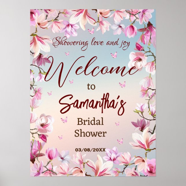 Blossoming Romance - Bridal Shower Welcome Poster (Front)