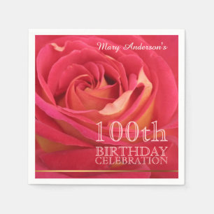 Blossoming Rose 100th Birthday Celebration Party N Napkin