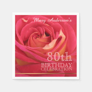Blossoming Rose 80th Birthday Celebration Party PN Napkin