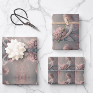 Blossoming Serenity Ethereal Pink Fantasy Art Wrapping Paper Sheet