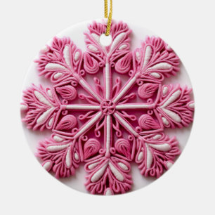 Blossoming Snowflake Elegance Ceramic Ornament
