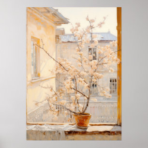 Blossoming Tree on a Window Sill Poster