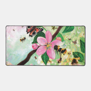 Blossoming Tree with Bees Desk Mat
