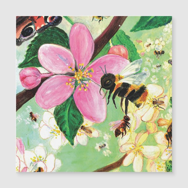 Blossoming Tree with Bees Magnetic Card (Front)