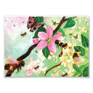 Blossoming Tree with Bees Photo Print