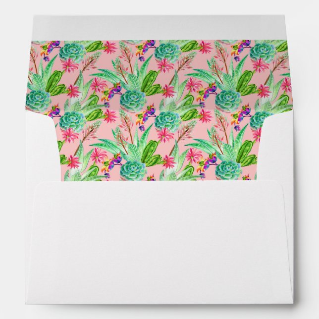 Blossoming Watercolor Succulents Pattern Envelopes (Back (Bottom))