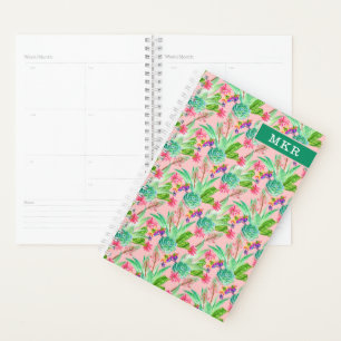 Blossoming Watercolor Succulents Pattern Planner