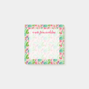 Blossoming Watercolor Succulents Pattern Post-it Notes