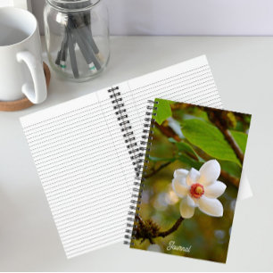 Blossoming White Magnolia Floral Notebook