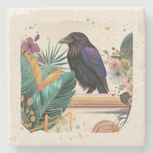 BlossomRaven in the jungle Stone Coaster (Front)