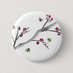 Blossoms and Bees 6 Cm Round Badge