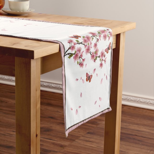 Blossoms and butterflies short table runner (In Situ)