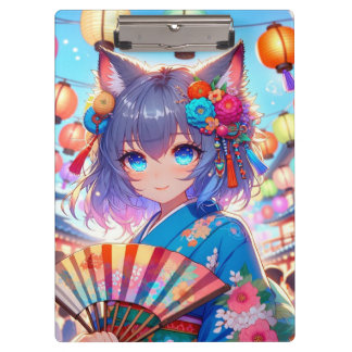 Blossoms and Lanterns: Anime Catgirl Festival Clipboard