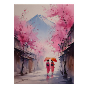 Blossoms and Silence – Stroll Beneath the Sakura Poster