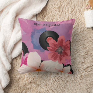 Blossoms and Vinyl  Cushion