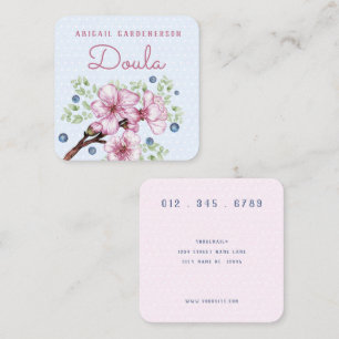 Blossoms Berries Doula Square Business Card