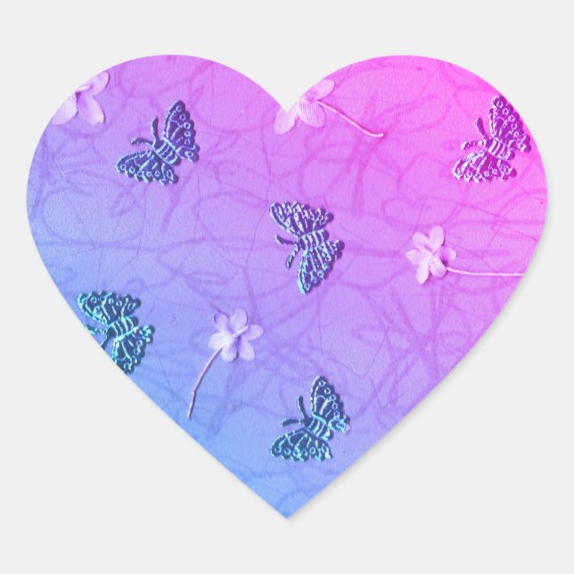 Blossoms & Butterflies Heart Sticker (Front)