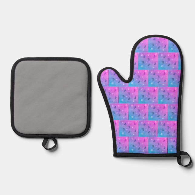 Blossoms & Butterflies Oven Mitt & Pot Holder Set (Front)