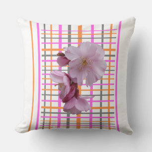 Blossoms Chequered Pattern Cust. Throw Pillow
