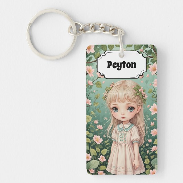 Blossom's Embrace Personalized Key Ring (Front)