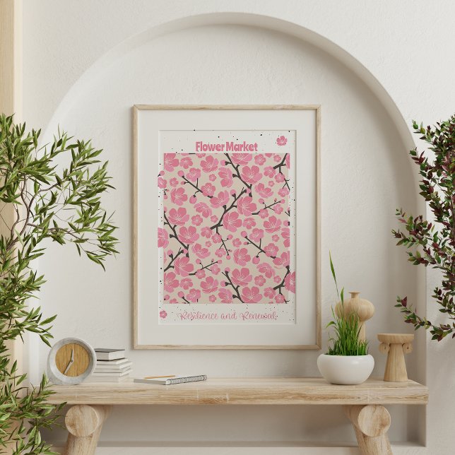 Blossoms Flower Market Poster (framed wall art on a wall
)