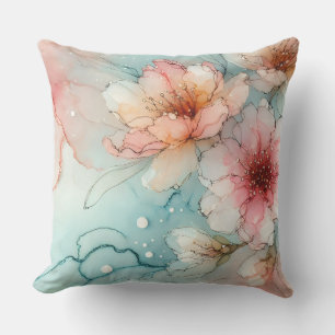 Blossoms in Bloom: An Abstract Alcohol Ink design  Cushion