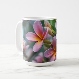 **"Blossoms in Bloom: Pink Frangipani Flower Tree Coffee Mug
