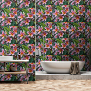 **"Blossoms in Bloom: Pink Frangipani Flower Tree Wallpaper