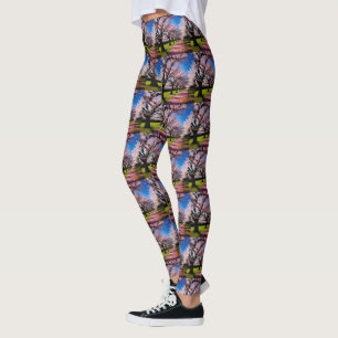 "Blossoms in Bloom: Rows of Cherry Trees in Spring Leggings