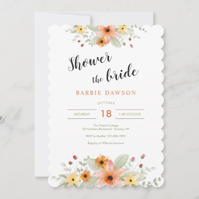 Blossoms in Watercolor Bridal Shower Invitation (Front)