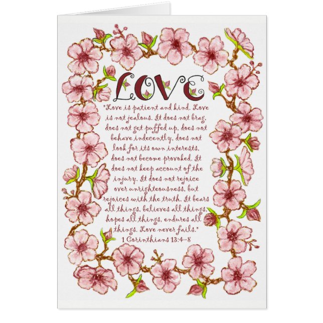 Blossoms~Love Is Scripture Card (Front)