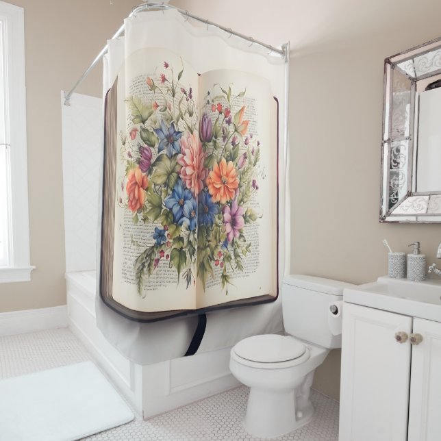 Blossoms of Belief - Floral Scripture Shower Curtain (In Situ)