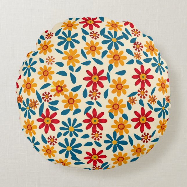 Blossoms of Joy Round Pillow (Front)