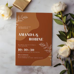 Blossoms of Love : Simple Abstract Leaves Wedding Invitation