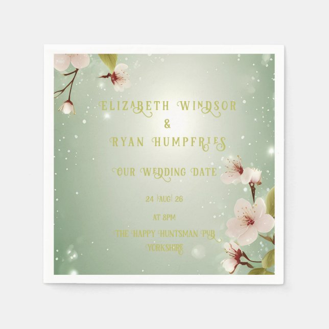 Blossoms of Love" Wedding Invitation Collection Napkin (Front)