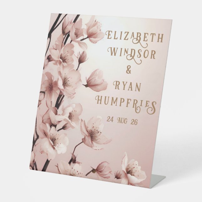 Blossoms of Love" Wedding Invitation Collection Pedestal Sign (Front)