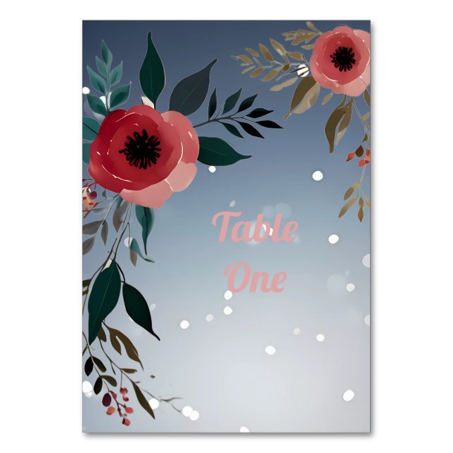 Blossoms of Love" Wedding Invitation Collection Table Number (Back)